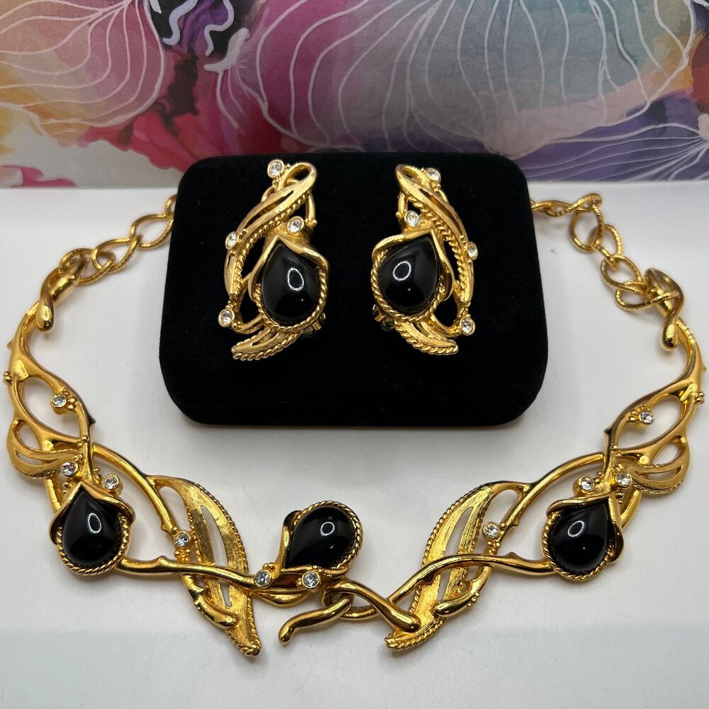 Jose Maria Barrera for Avon Granada Necklace & CLIP Earrings 1990